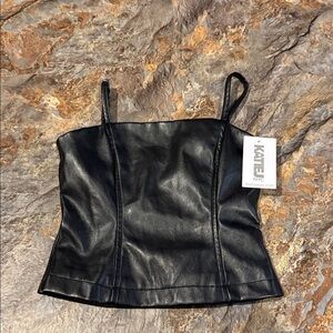 NWT Katie J NYC faux leather tank size small